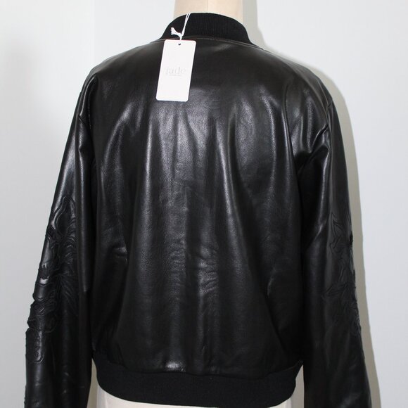NWT Johnny Was 3J Workshop Biya JWLA Melanie Vegan Faux Leather Bomber Jacket M - Picture 6 of 7
